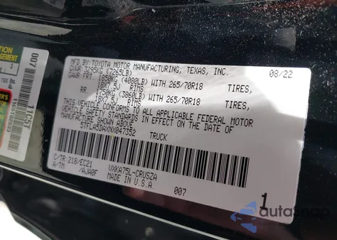 2022 Toyota Tundra Sr5 from USA, damaged, VIN 5TFLA5DAXNX047352